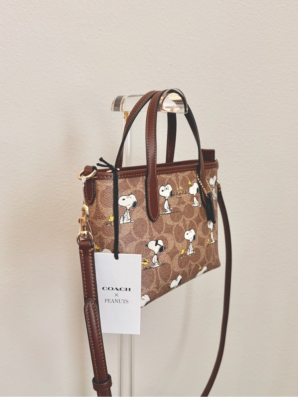 Coach x Peanuts Snoopy Brown Tote Bag with Strap - Picture 3 of 8